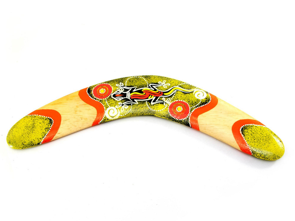 Бумеранг дерев'яний розписний жовтий Київ - фото 1