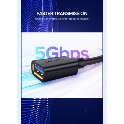 Дата кабель USB 3.0 AM/AF 2.0m US129 Black Ugreen (10373) Вінниця - фото 10