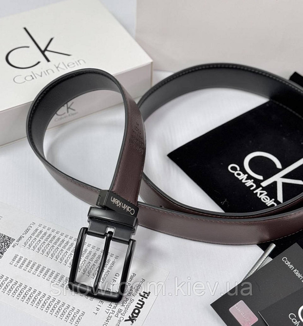 Двосторонній шкіряний ремінь у подарунковій упаковці (452) чорний/коричневий Київ - фото 3