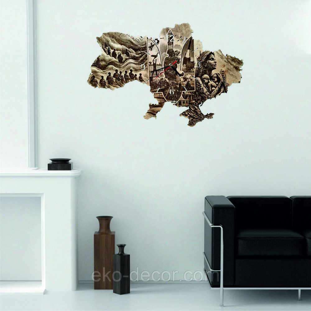 Дерев`янний настінний годинник з підсвіткою "Захисник" Київ - фото 2