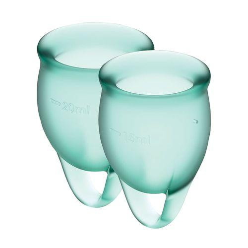 Набір менструальних чаш Satisfyer Feel Confident (dark green), 15мл і 20мл, мішечок для зберігання Sex Aura Київ - фото 1