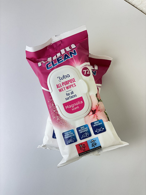 Luba Multi Clean універсальні вологі серветки з клапаном для прибирання Magnolia 72 шт Гостомель - фото 1
