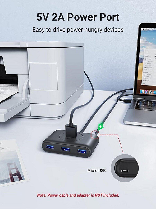 Хаб адаптер перехідник UGREEN CR113 USB 3.0 Hub 1m, колір чорний UGR-20291 Одеса - фото 3