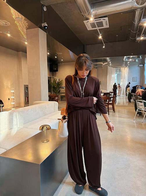 Женский стильный вязаный костюм двойка плотная турецкая вискоза Шоколад Одесса - изображение 1