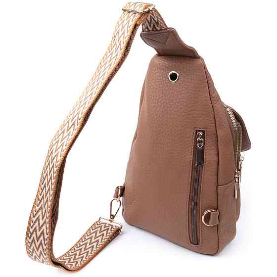 Практична жіноча сумка з однією лямкою через плече з великозернистої екошкіри Vintage 22764 Коричневий Київ