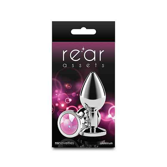 Анальна пробка NS Novelties Rear Assets — Silver — Medium — Pink Gem Sex Aura Київ