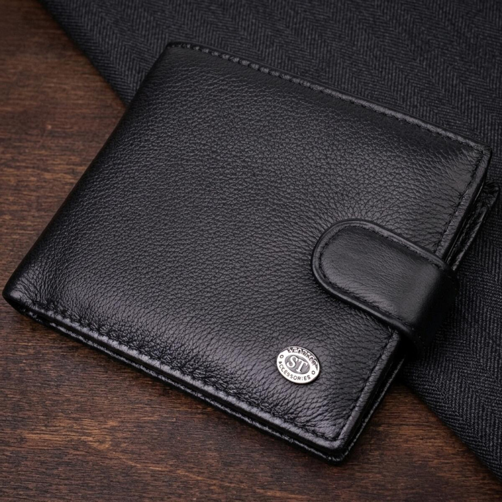 Горизонтальное мужское портмоне из натуральной кожи ST Leather 22487 Черный Киев - изображение 11