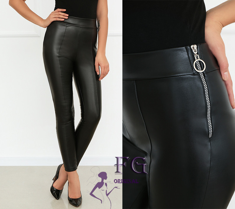 Утепленные трендовые кожаные легинсы на флисе Style 46 Киев - изображение 6