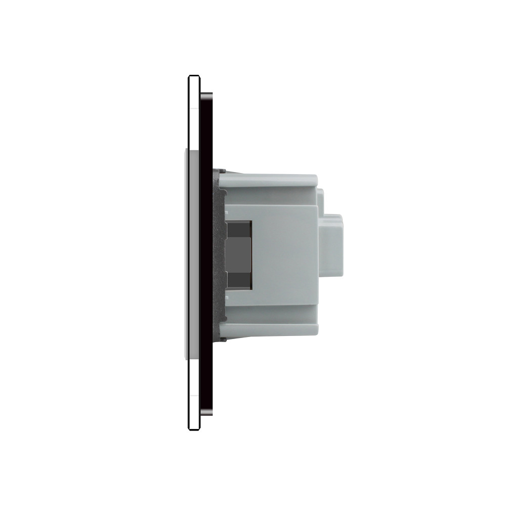 LIVOLO Електрична розетка з заземленням LIVOLO, сіра з чорною рамкою, шторки, скло, 250В 16А (V Коломия - фото 9