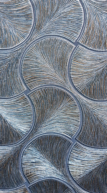 Шпалери вінілові на флізеліні AdaWall Omega1.06х10 геометрія 3д фігури напівкруги смуги бірюза срібло 23201-6 Київ - фото 4