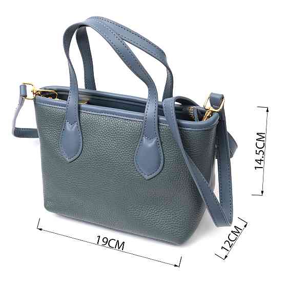 Елегантна сумка з двома ручками з натуральної шкіри Vintage 22282 Блакитна Київ