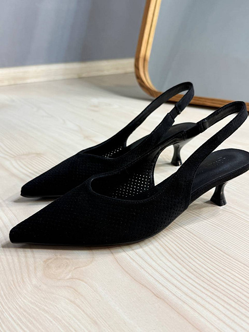 Туфлі жіночі Meideli 2051-37 slingback човники замшеві з перфорацією чорні, 35, 23 см Київ - фото 15