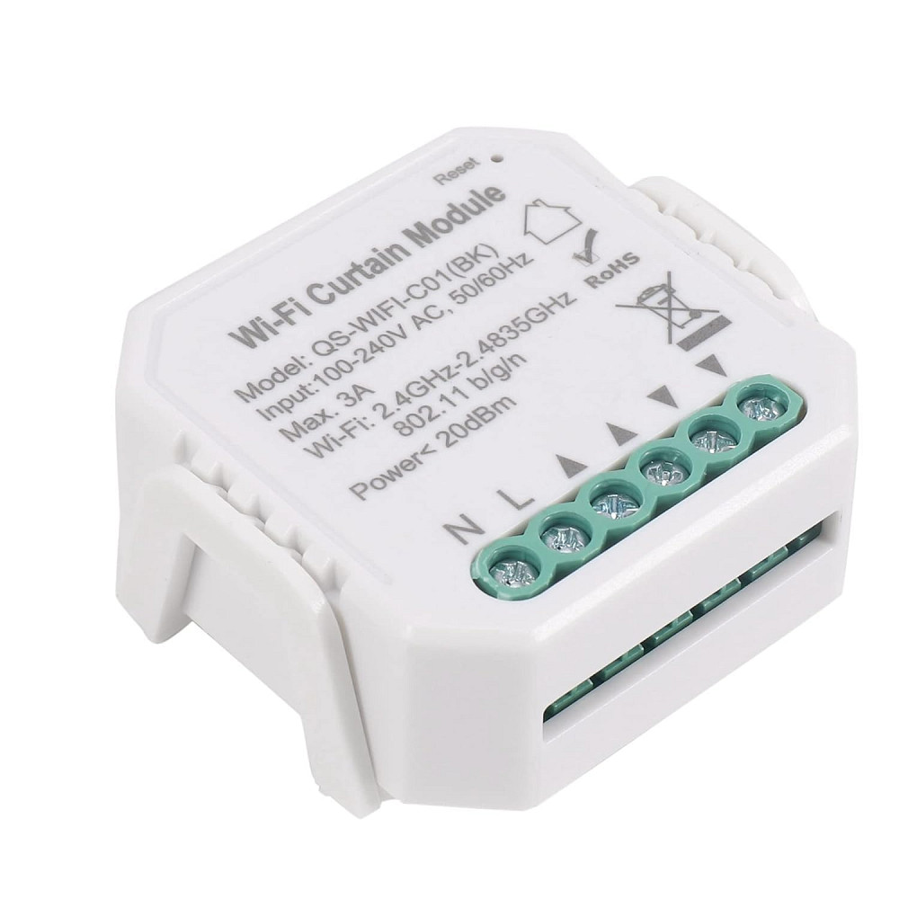 Розумний вбудований перемикач штор/ролетів QS-WIFI-C01(BK) Луцьк - фото 1
