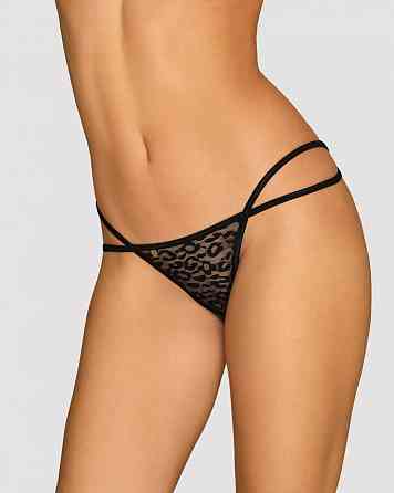 Трусики стринги с цепочками Obsessive Pantheria thong black L/XL Sex Aura Киев