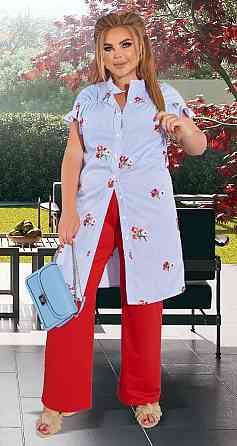 Голубое платье из вискозы с вышивкой Киев