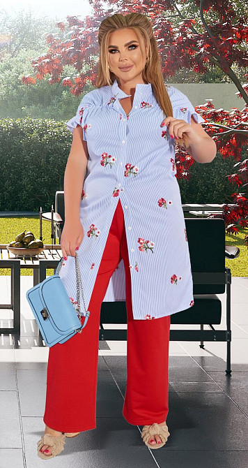 Голубое платье из вискозы с вышивкой Киев - изображение 4