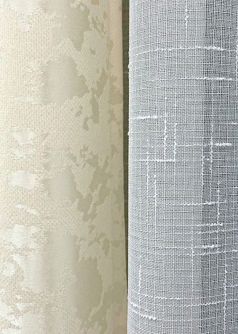Комплект готових штор VR-Textil Льон мармур Pavliani ХО № 1908ш Молочний 100х270 см 2 шт (31-0056) Київ - фото 7