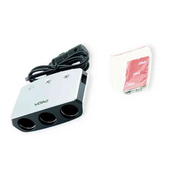 Разветвитель прикур. 3 вых. 10А, 120Вт, 1 USB 2.4А, провод 0,78м, Евро Мукачево