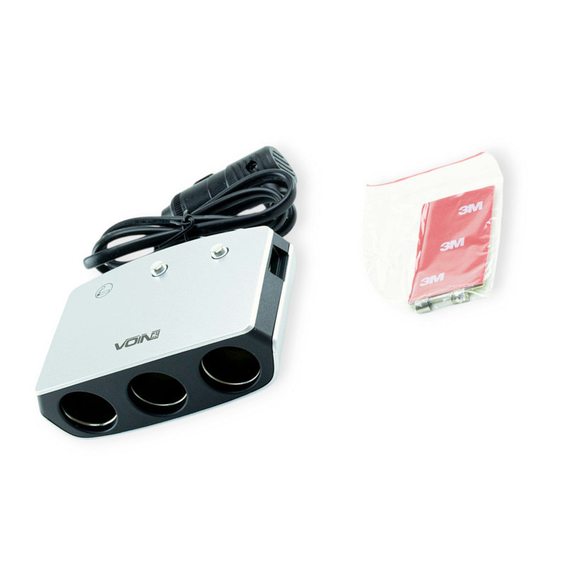 Разветвитель прикур. 3 вых. 10А, 120Вт, 1 USB 2.4А, провод 0,78м, Евро Мукачево - изображение 1