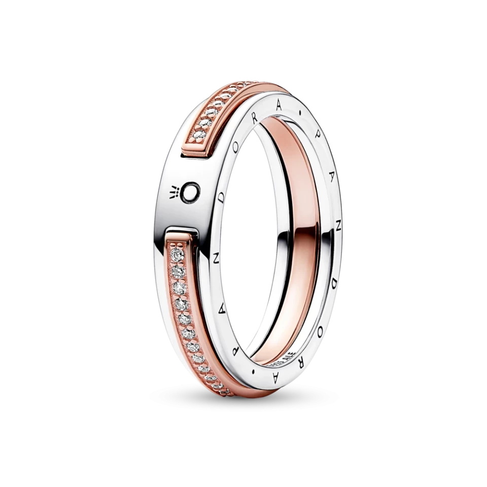 Срібне кільце двоколірна з паве 54 MasterSem Київ - фото 1