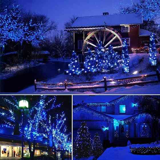 Світлодіодна гірлянда Epesl 220 LED, 25 м, синій колір, 8 режимів, вулична та інтер'єрна, для декору ялинки, свята та дому Київ