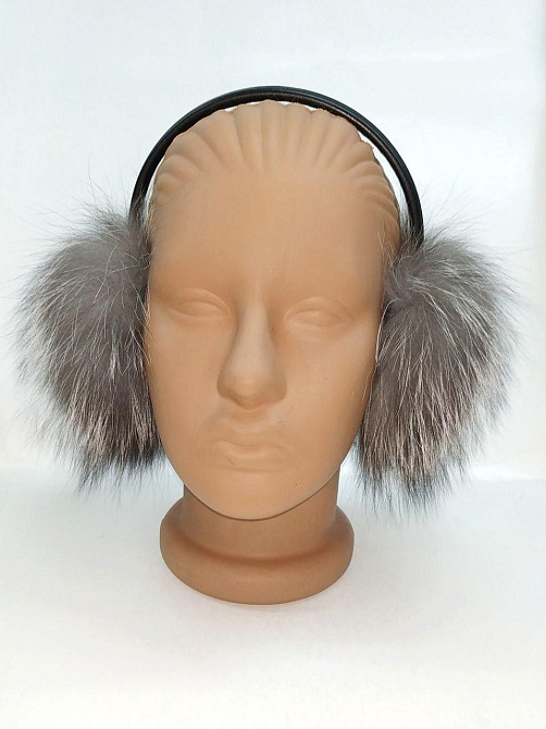 Навушники хутряні жіночі з чорнобурки Сірий Харків - фото 3