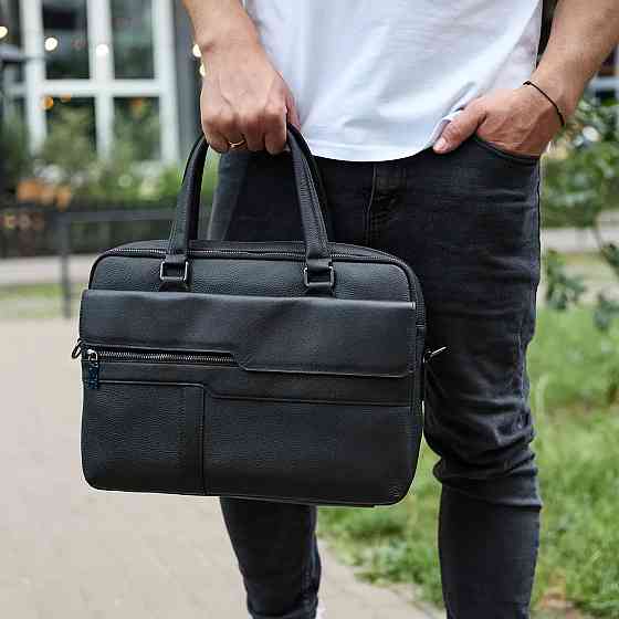 Мужская кожаная сумка портфель для ноутбука и документов в деловом стиле Tiding Киев