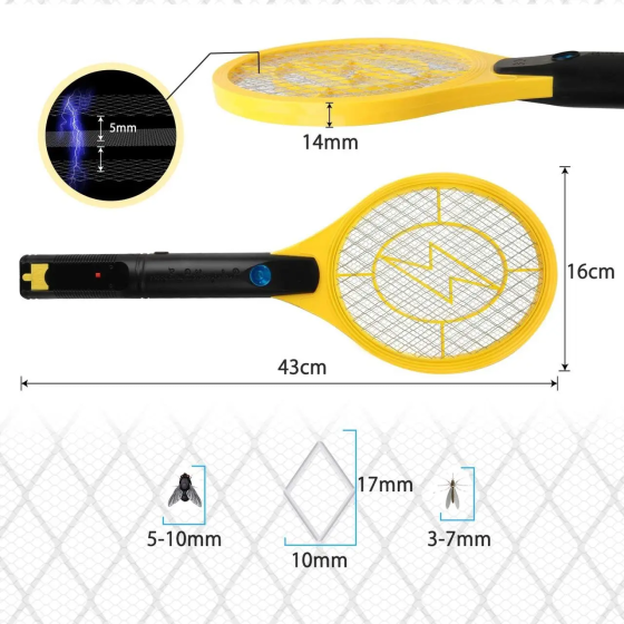 Электрическая мухобойка-ракетка от насекомых Bug Catcher 3500V на батарейках, ручной электронный уничтожитель мух и комаров, оранж Киев