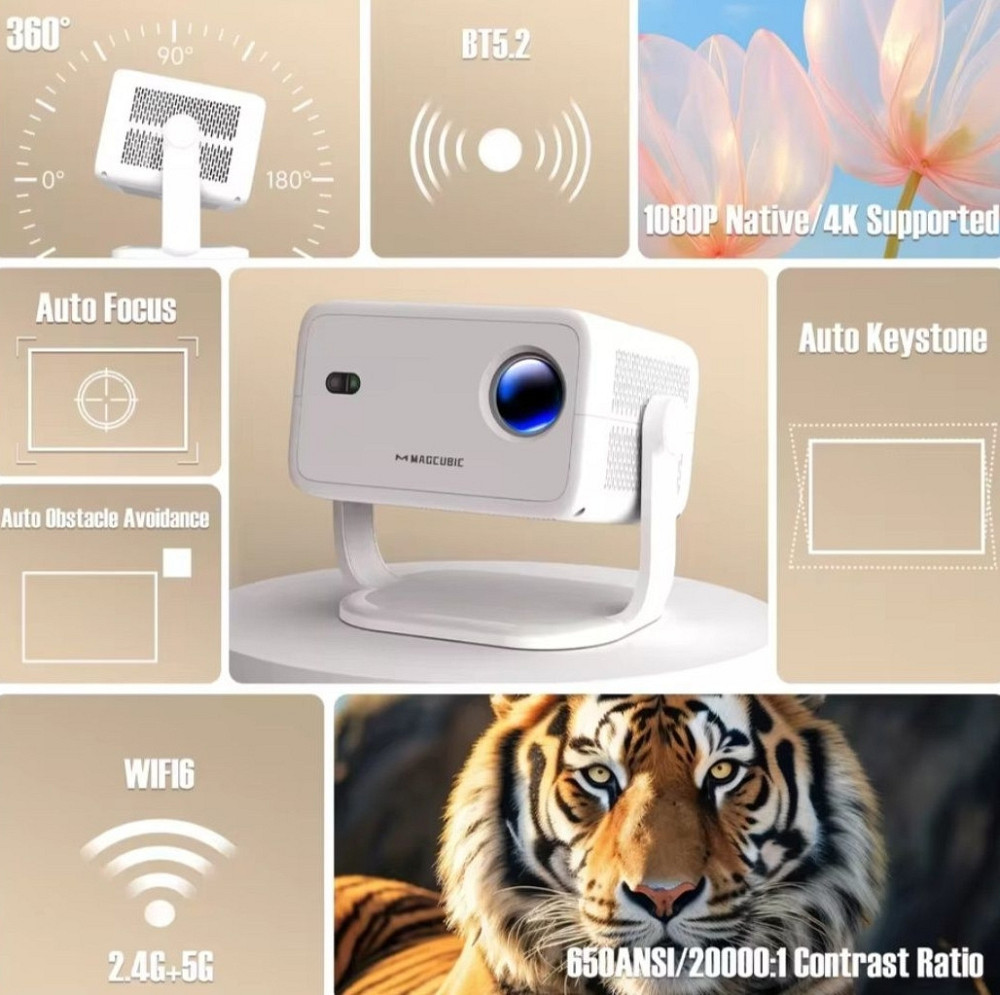 Проектор MAGCUBIC L018 1/8GB 650ANSI 4K Full HD Auto focus Android Харків - фото 6