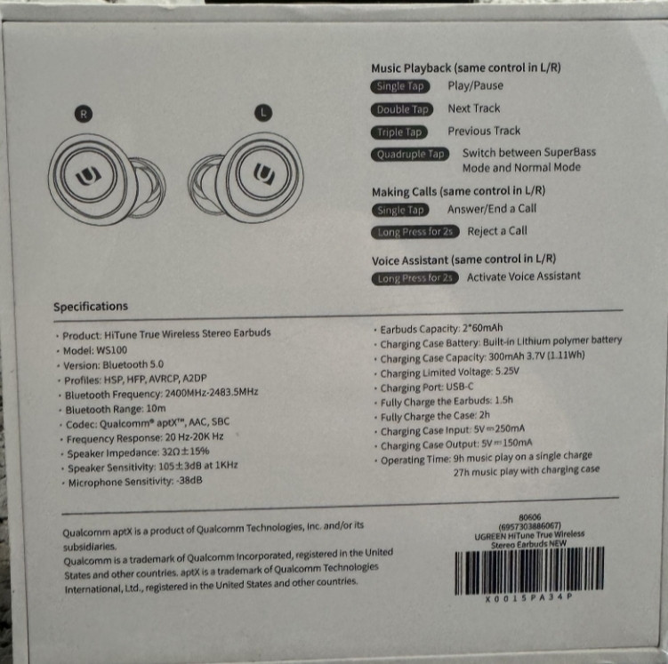 Безпроводные Наушники UGREEN HiTune (WS100) Київ - фото 4