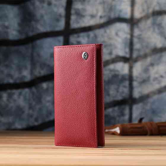 Яркий вертикальный кошелек из натуральной кожи ST Leather 23087 Красный Киев