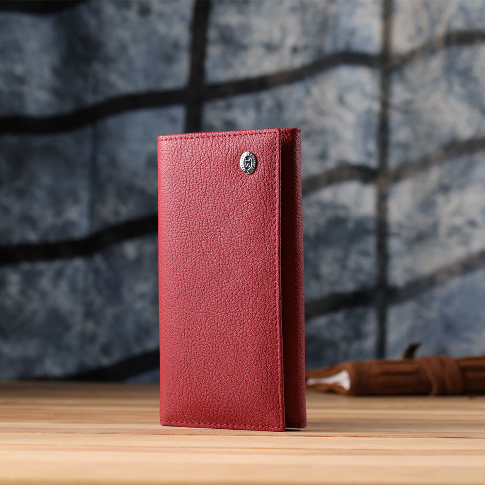 Яркий вертикальный кошелек из натуральной кожи ST Leather 23087 Красный Киев - изображение 2