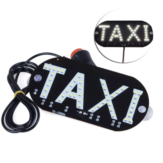 Автомобільне LED табло Таксі TAXI 12В біле з присосками для скла та підключенням до бортової мережі авто Київ