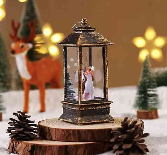 Новорічний LED ліхтар на батарейках без блискіток 