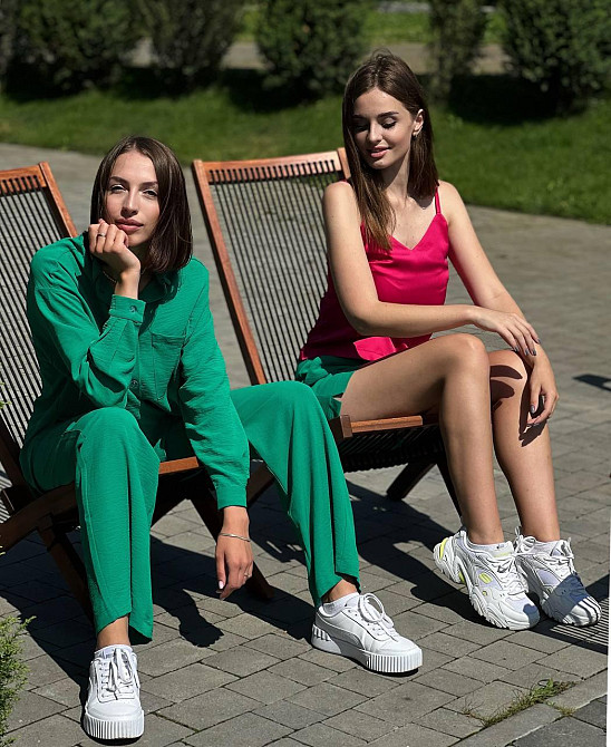 Костюм-трійка жіночий літній креп-жатка Зелений XS-S Харків - фото 6