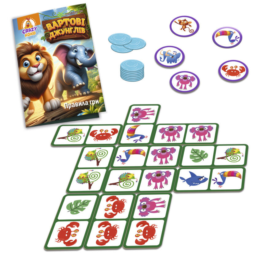 Гра настільна "Вартові джунглів" VT8055-47, 5 фішок з тваринами Вінниця - фото 3