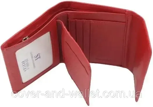 Маленький женский кожаный кошелек под карточки бордоввого цвета ST Leather 2047A Красный Киев - изображение 2