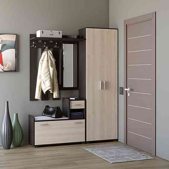 Прихожая Эверест Тандем с распашным шкафом ШП-1 и тумбой (правая) венге темный+дуб молочный (DTM-2458) Днепр