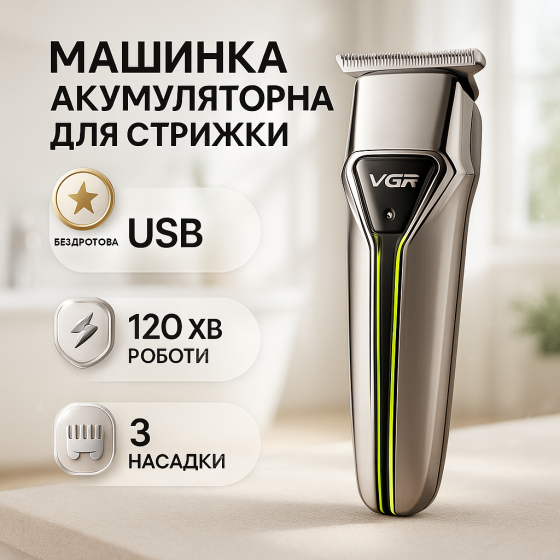 Электробритва для стрижки головы VGR V-008 Pro, Электромашинка для волос Триммер висков CI-17 Львов