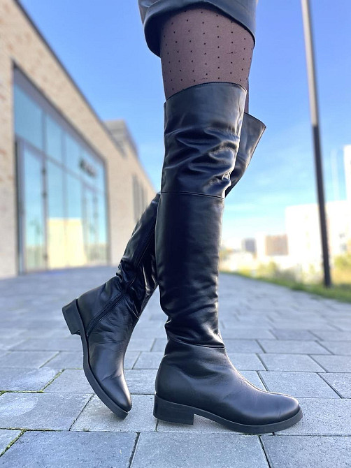 Nivelle Ботфорти демісезонні жіночі, натуральна шкіра, чорні на низькому ходу 3003/2510 / Чобот Коломыя - изображение 8