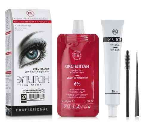 Краска для бровей и ресниц Элитан Шоколадный каштан Тон №37 профессиональная Запорожье