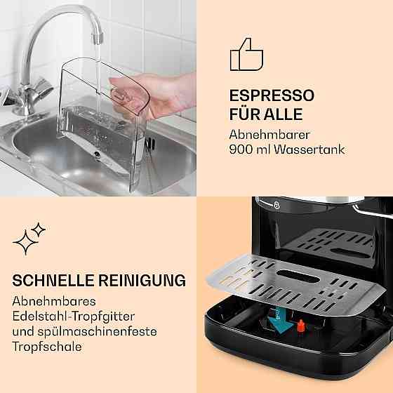 Еспресо-машина BellaVita Espresso 20 барів 1575 Вт 900 мл Підігрівання чашок (Німеччина, читати опис) Рівне