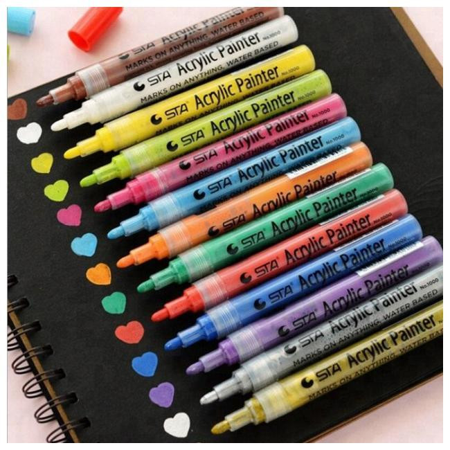 Набор акриловых маркеров для рисования на разных поверхностях STА 12 цветов 2мм, Художественный набор Каменец-Подольский - изображение 5