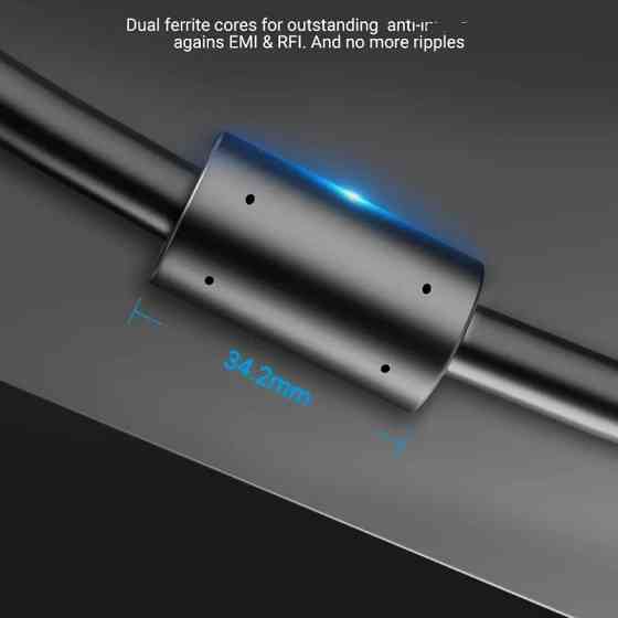 Кабель Vention VGA(3+6) Male to Male Cable with ferrite cores 3M Black (DAEBI) Киев