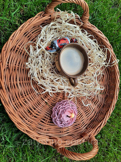 Поднос плетеный из лозы, круглый с ручками Киев - изображение 7