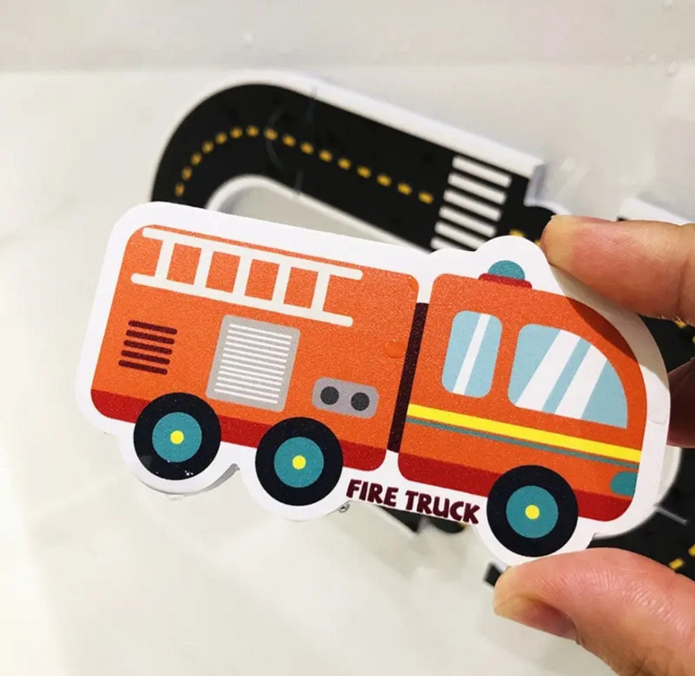 Набір іграшок для ванної дороги та транспорту 23 шт різнокольоровий Київ - фото 6