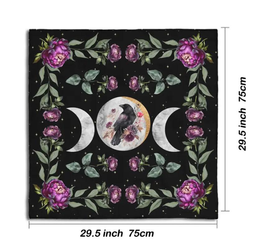 Алтарная скатерть для карт Таро и Рун. Скатерть для гадания 75*75 см. Скатерть с изображением Ворона Киев - изображение 2