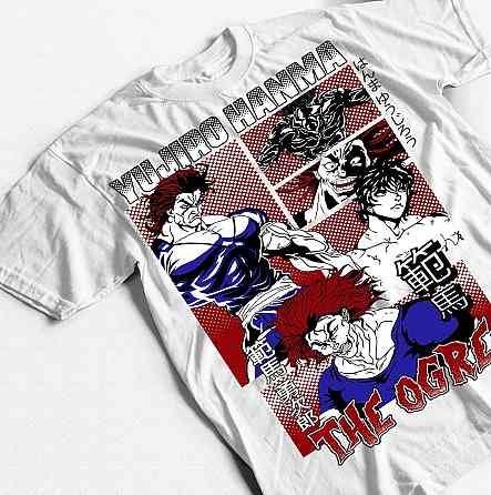 Футболка для хлопчика з аніме принтом Аніме Боксінг Гйм Бакі оверсайз (зріст від 165 до 180) Чорний AnimeJ0400m Дніпро