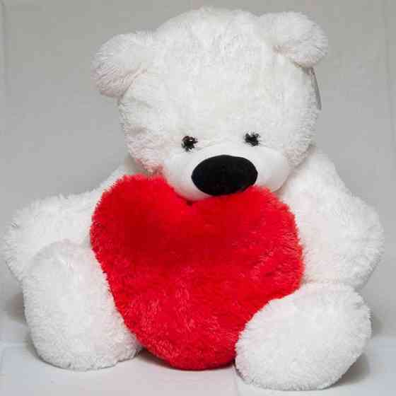 Мягкая игрушка мишка Алина Бублик 70 см белый с сердцем 22см Киев