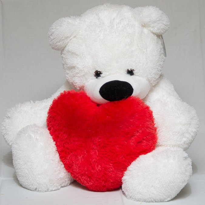 Мягкая игрушка мишка Алина Бублик 70 см белый с сердцем 22см Киев - изображение 3